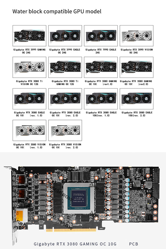 Barrow GPU Water Block Cooling Backplane For GIGABYTE 3090 3080Ti 3080 GAMING EAGLE VISION, Waterway | Water Cooling Block