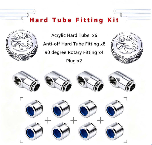 Bykski Hard Tube Pipe Fitting Kit Set, Acrylic tube OD 12/14/16MM 90 degree Anti off Tube fitting For PC Water Cooling, BY-HTK