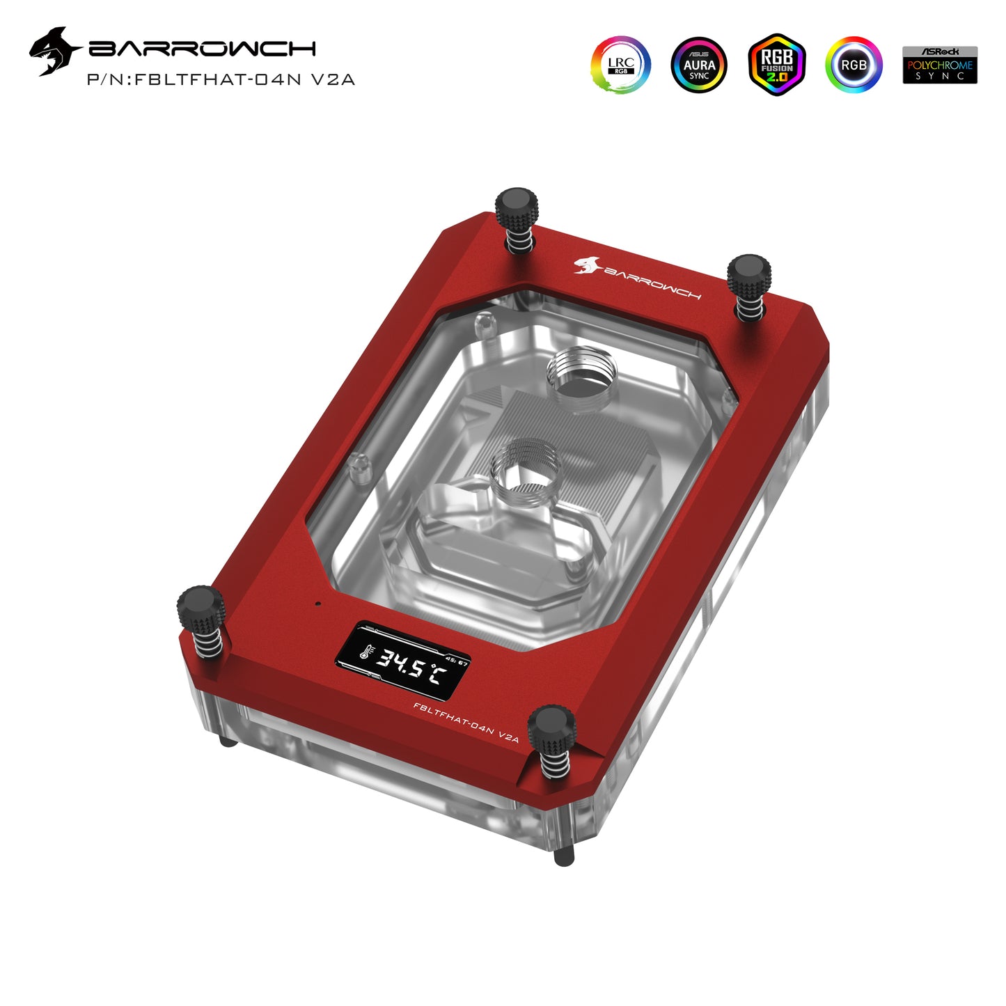 Barrowch For AMD TR4 Threadripper X399 Platform Blocks, Digital Display Temperature 0.4mm Microwaterway Block, FBLTFHAT-04N-V2