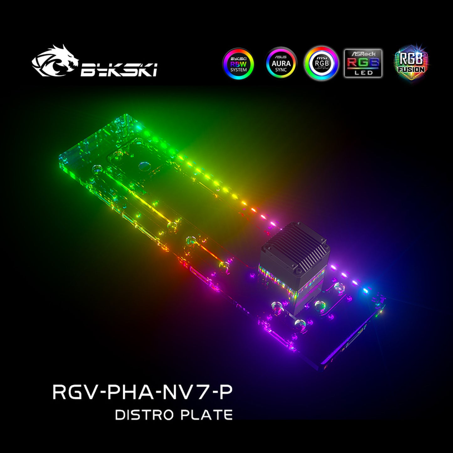 Bykski Distro Plate Kit For Phanteks NV7 Case, 5V A-RGB Complete Loop For Single GPU PC Building, Water Cooling Waterway Board, RGV-PHA-NV7-P