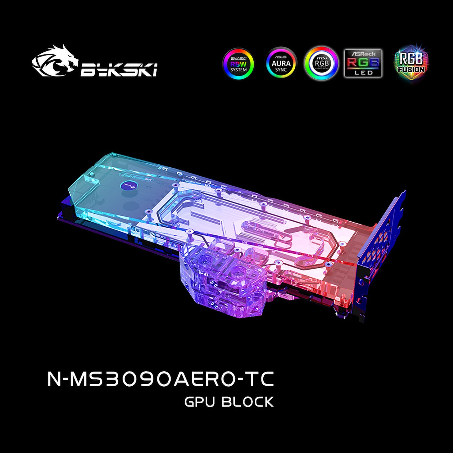 Bykski GPU Block With Active Waterway Backplane Cooler For MSI RTX 3090/3080 Areo 24G, N-MS3090AERO-TC