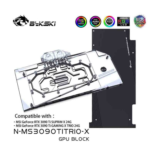 Bykski GPU Water Cooling Block For MSI 3090TI SUPRIM / GAMING X TRIO 24G, Graphics Card Liquid Cooler | Water Cooling Block