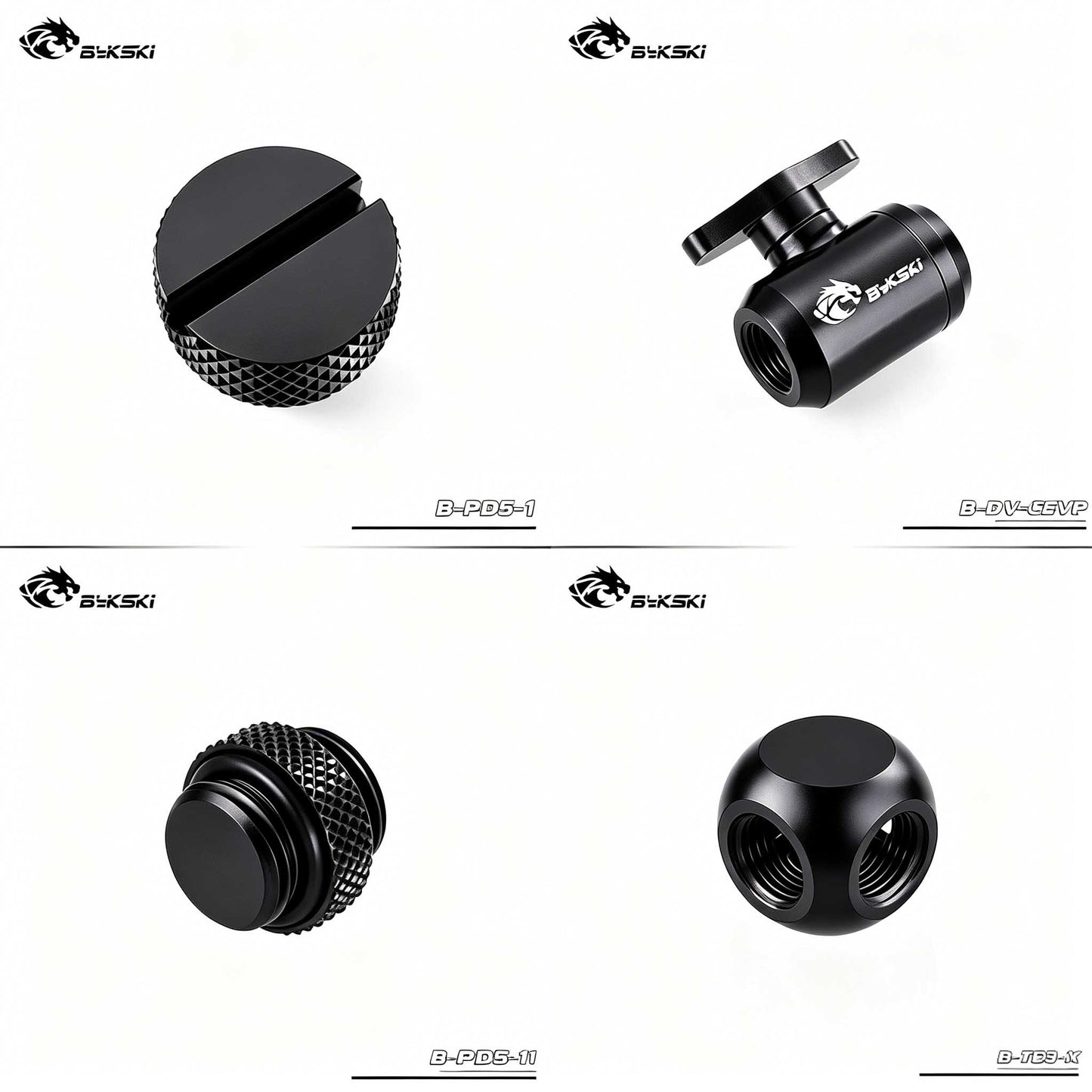Valve Kit Drain Push Water Combination Ball G1/4" Computer Case Cooling Copper & Aluminum Bykski