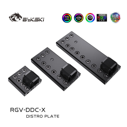 Bykski Universal Type Distro Plate, Use The Installation Space Of The Radiator To Fix, Black Matte Acrylic | Distro Plate