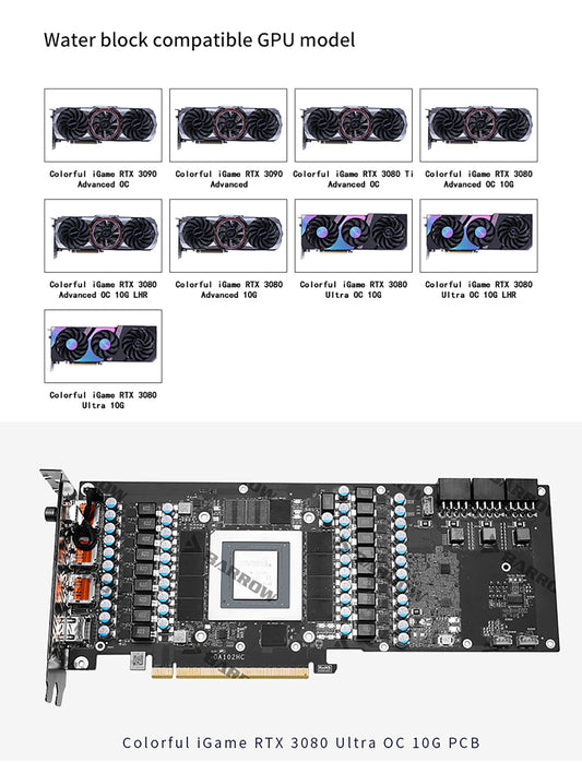 Barrow 3080 3090 Water Block Backplane For Colorful RTX 3090 3080 Advanced OC Water cooled Backplate, | Water Cooling Block