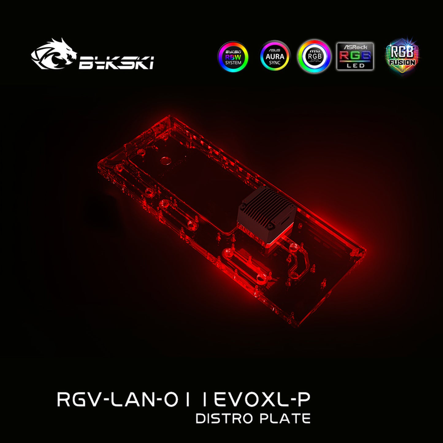 Bykski Distro Plate For Lian Li O11 EVO XL Case, 5V A-RGB Acrylic Waterway Board, Complete Kit For Water Cooling Loop, RGV-LAN-O11EVOXL-P