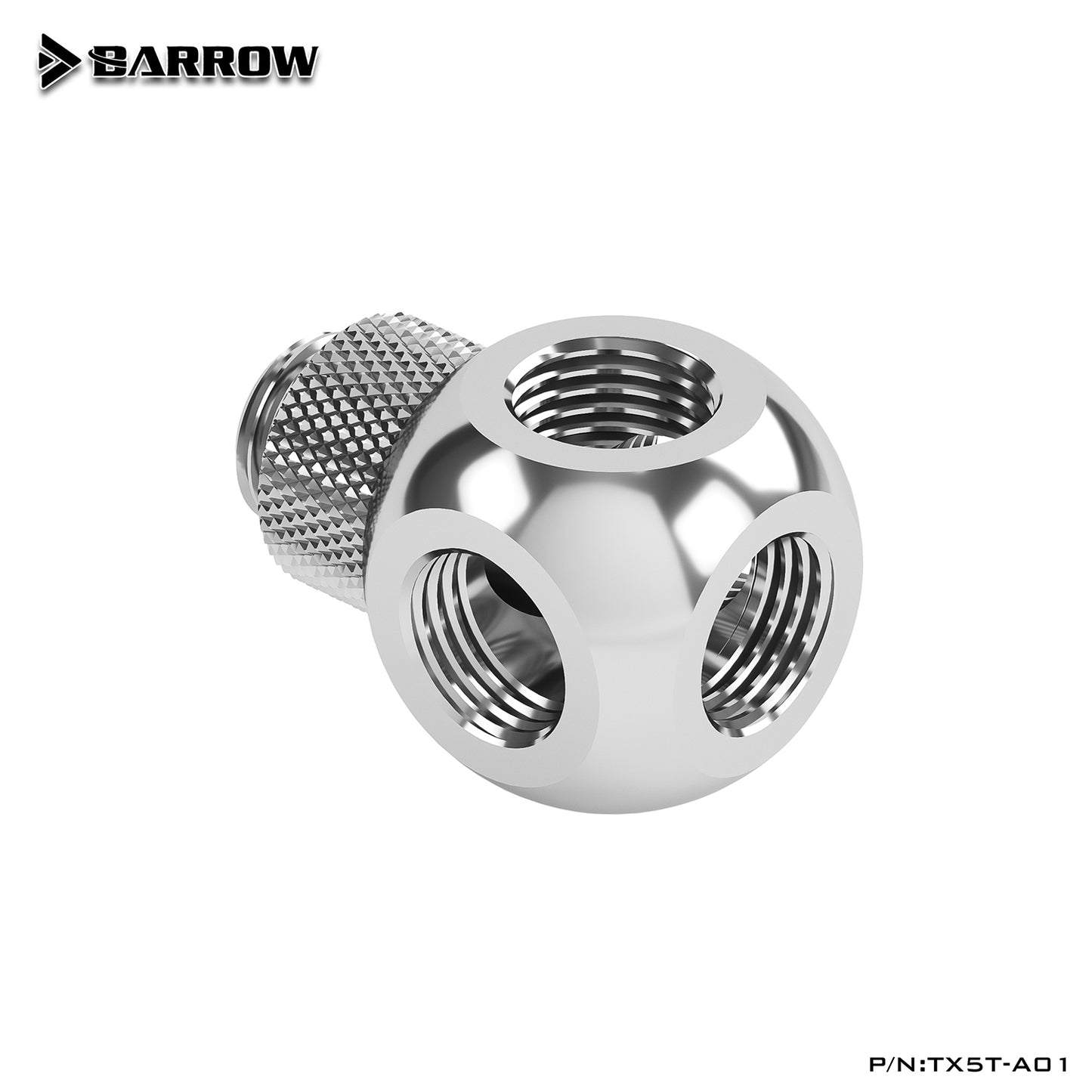 Barrow TX5T-A01 G1/4 "X5 noir argent Extender rotation 5 voies adaptateur cubique siège refroidissement par eau accessoires informatiques