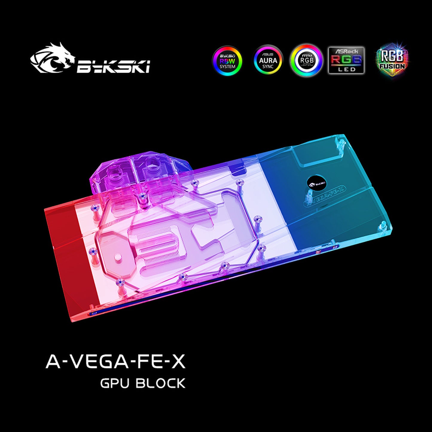 Bykski A-VEGA-FE-X, carte graphique à couverture complète bloc de refroidissement par eau RGB/RBW, pour Founder Edition VEGA,