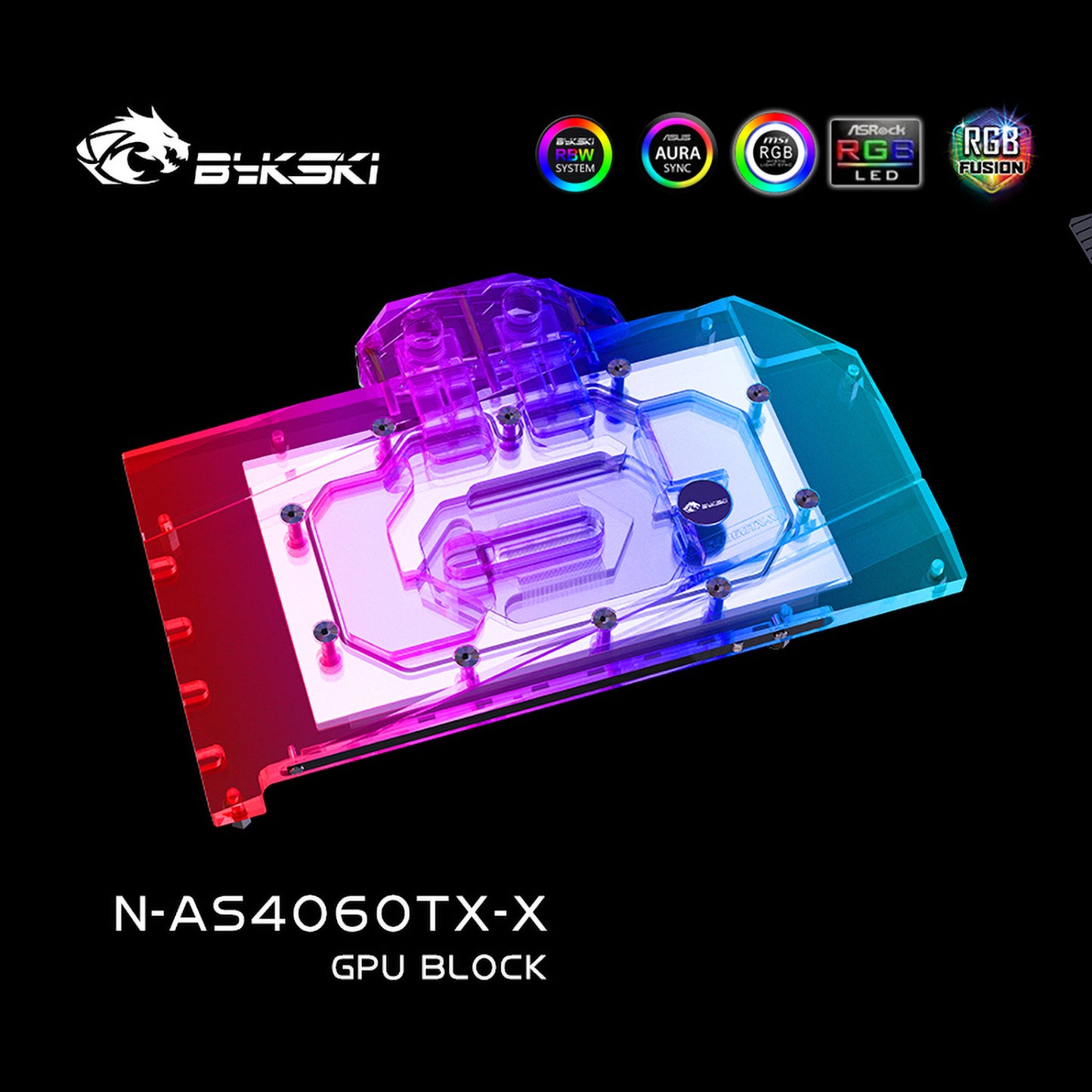 Bykski GPU Water Block For Asus TX RTX 4060 Gaming / ATS RTX 4060 Gaming, Full Cover With Backplate PC Water Cooling Cooler, N-AS4060TX-X