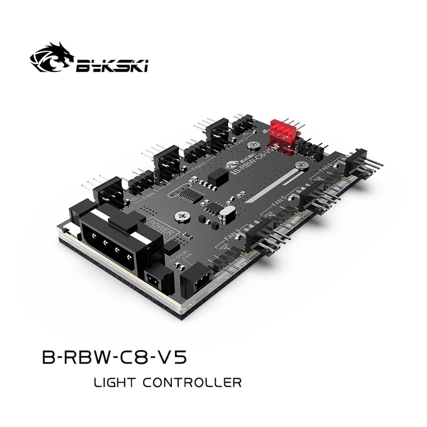 Bykski V5 Version A-RGB Lighting Controller With Multifunctional Hub, Compatible 5V 3Pin LED / 2510 4Pin Fan, Sync To Motherboard, B-RBW-C8-V5