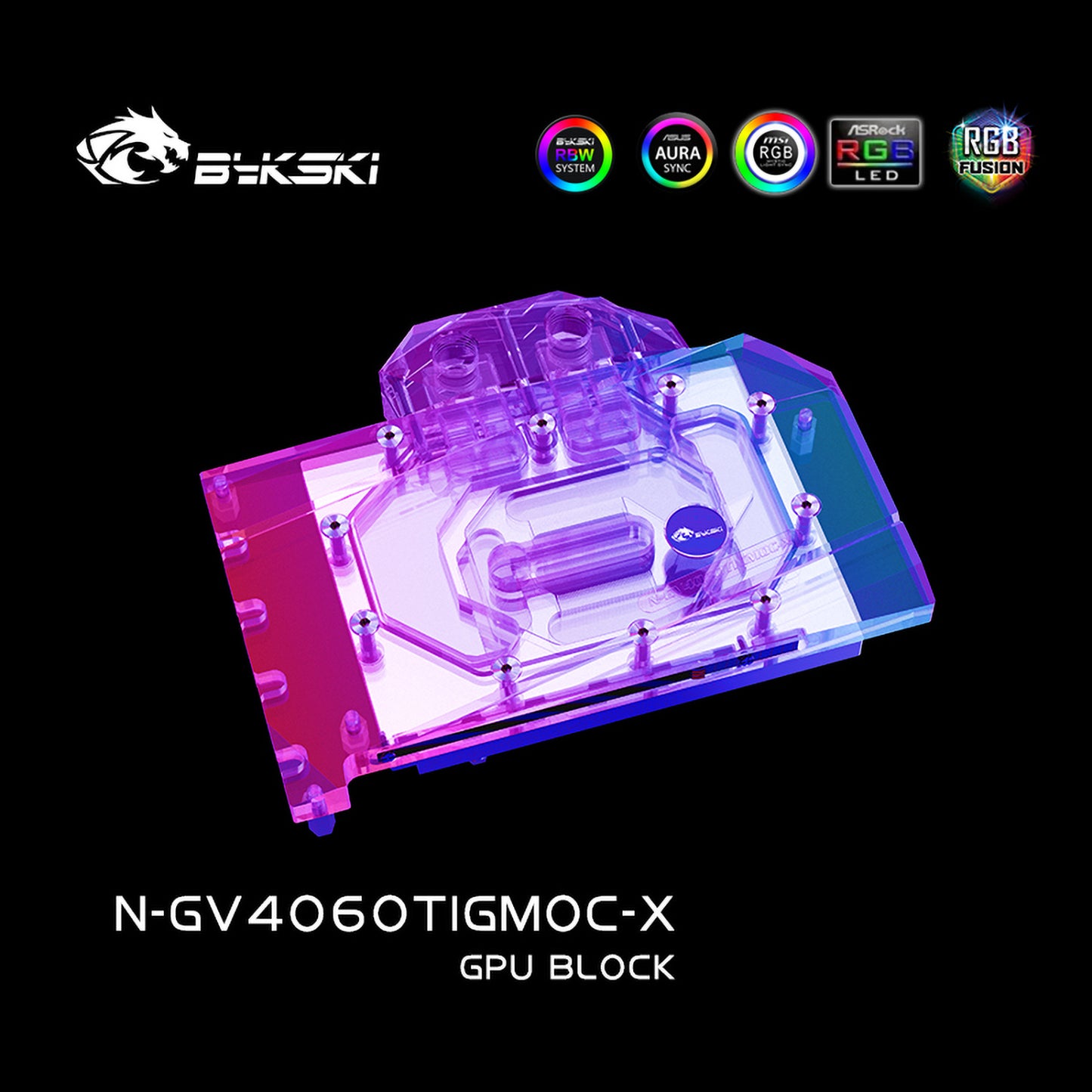 Bykski GPU Water Block For Gigabyte RTX 4060 Ti Gaming OC 16G / 8G, Full Cover With Backplate PC Water Cooling Cooler, N-GV4060TIGMOC-X