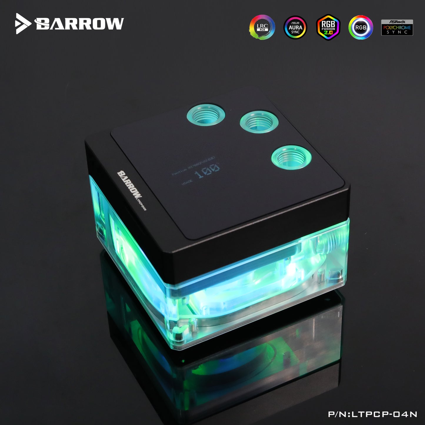 Barrow Pump-reservoir & Monitor Screen Integrated CPU Cooling Block, Intel Lga115X/1700 AIO Water Cooling Block, LTPCP-04N