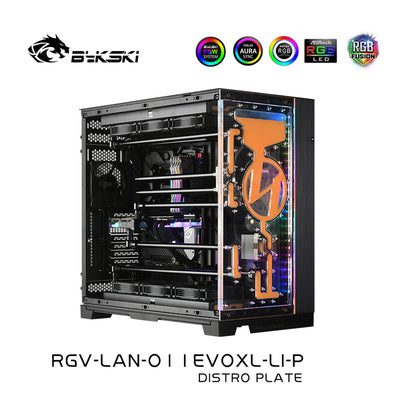 Placa de distribución frontal Bykski para caja Lian Li O11 EVO XL, placa de acrílico de vías navegables A-RGB de 5V, kit completo para circuito de refrigeración por agua, RGV-LAN-O11EVOXL-LI-P