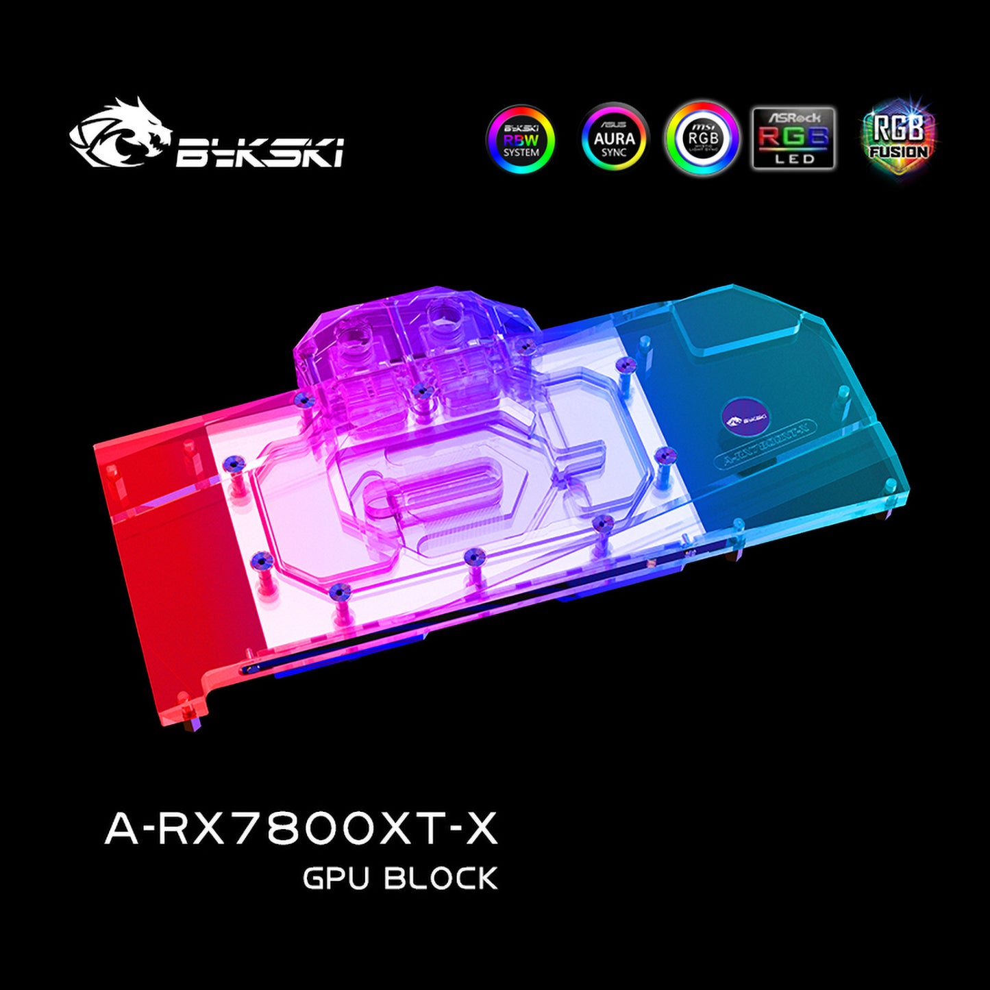 Bykski GPU Water Block For AMD Radeon RX 7800 XT, Full Cover With Backplate PC Water Cooling Cooler, A-RX7800XT-X