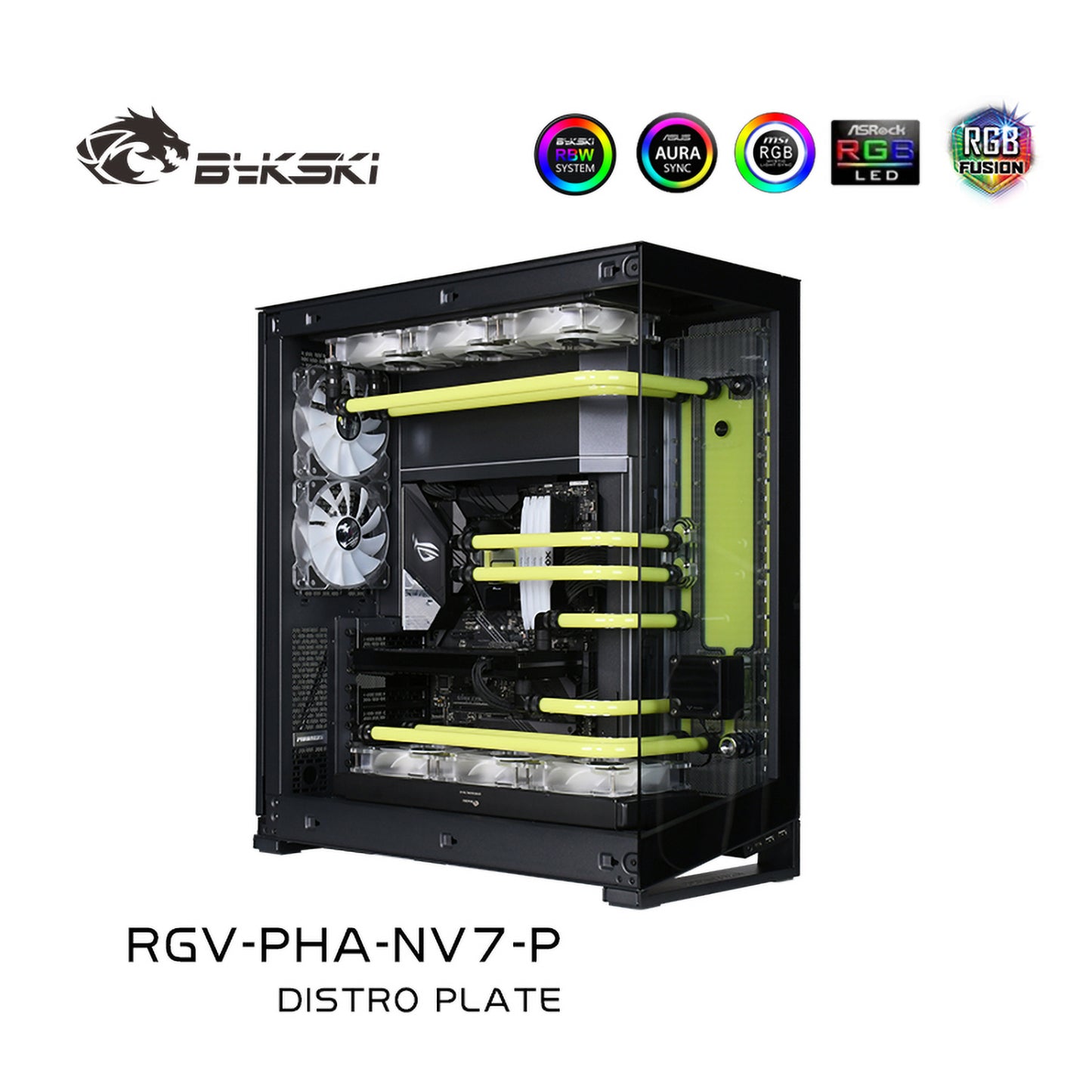 Bykski Distro Plate For Phanteks NV7 Case, Acrylic Waterway Board Combo DDC Pump, 5V A-RGB, RGV-PHA-NV7-P