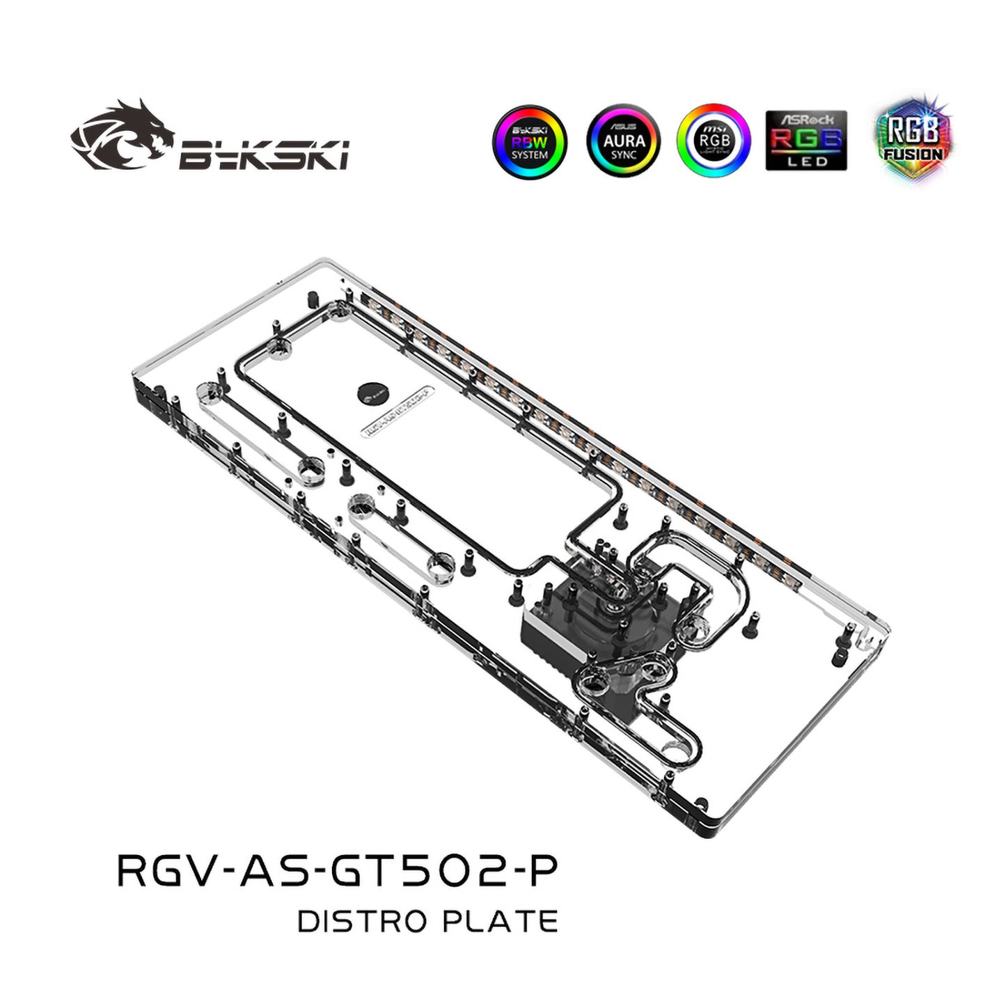 Bykski Distro Plate For ASUS TUF GT502 Case, Acrylic Waterway Board Combo DDC Pump, 5V A-RGB,RGV-AS-GT502-P