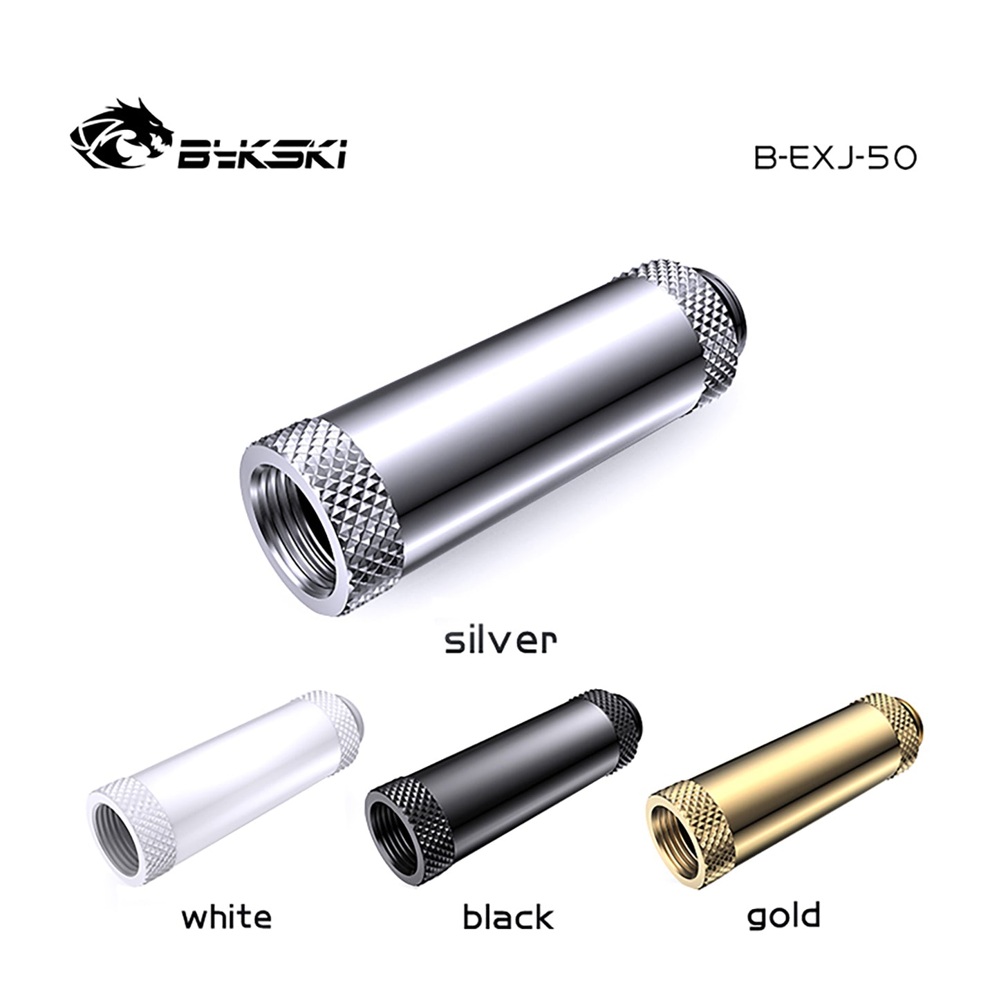 Bykski 7.5/10/15/20/25/30/35/40/50mm Male To Female Extender Fitting, Boutique Diamond Pattern, Multiple Color G1/4 Fitting, B-EXJ