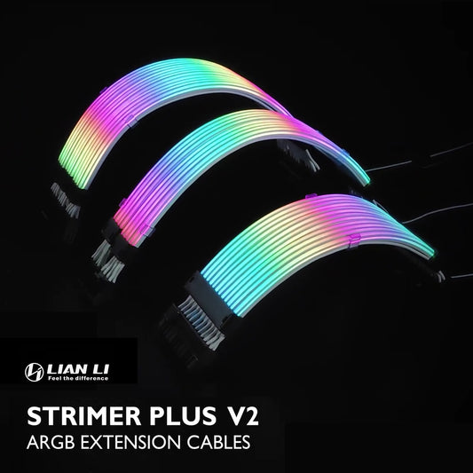 Lian Li Strimer Plus V2, Addressable 5v A-RGB Power Extesion Cable Kit, For Motherboard ATX 24pin PCI-E GPU 8pin | PC Cable