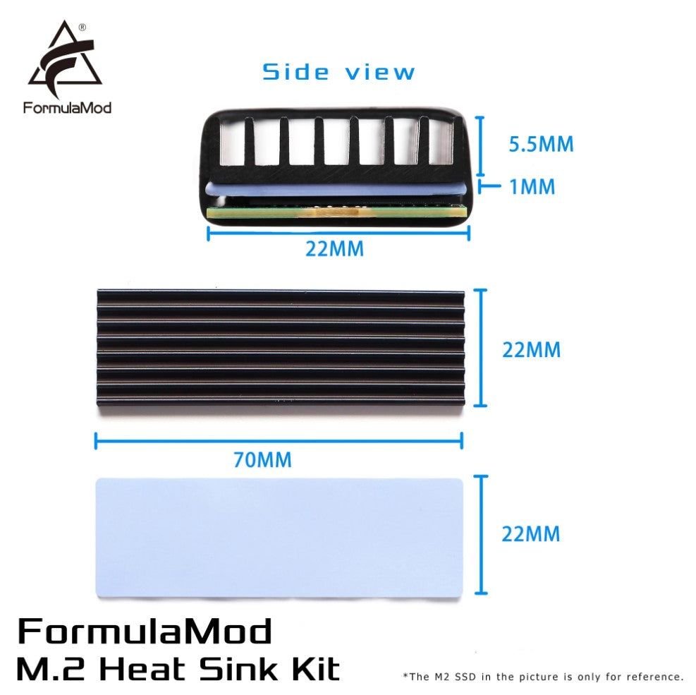 Kit de dissipateur de chaleur FormulaMod M.2, ailette de refroidissement en acier pour dissipateur de chaleur en aluminium M.2, pour PS5/PC 2280 M.2 PCIe NVMe SSD Fm-M2SRP