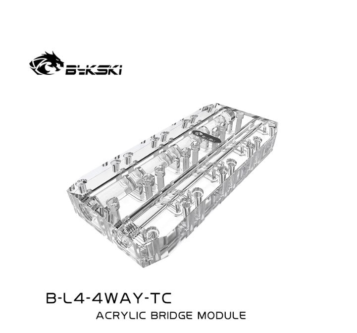 Bykski Multi carte graphique pont Module voie navigable acrylique connexion pour 2/4 GPU bloc d'eau avec plaque arrière active B-L3-2WAY-TC