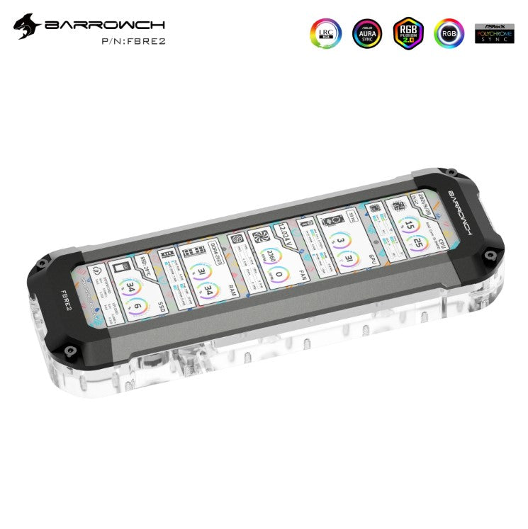 Réservoir Barrowch FBRE2 avec écran d'affichage étendu, réservoir de 8,8 pouces, accessoires de refroidissement par eau bricolage surveillance en temps réel