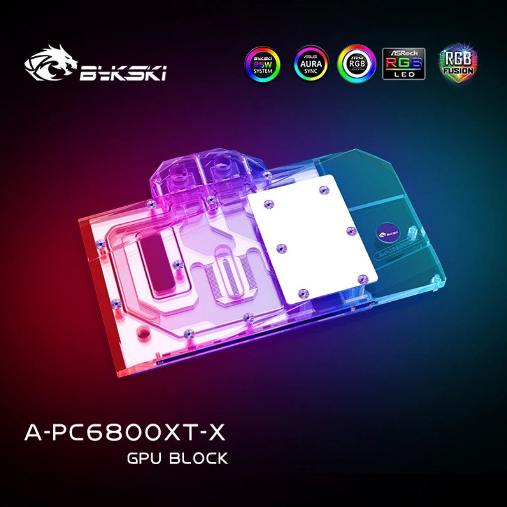 Bykski GPU Water Block For Powercolor Radeon RX 6800 XT Red Dragon / Yeston RX 6800 XT, Graphics Card Liquid Cooler Radiator , A-PC6800XT-X
