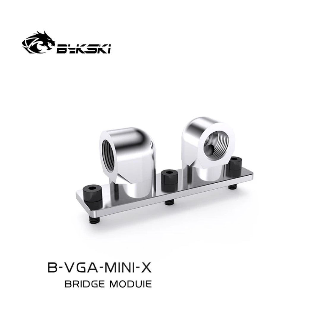 Bykski GPU Block Bridge Module With Dual 90 Degree Rotating, For Bykski GPU Water Block Building Fittings Degree 360 Black/Silver, B-VGA-MINI-X