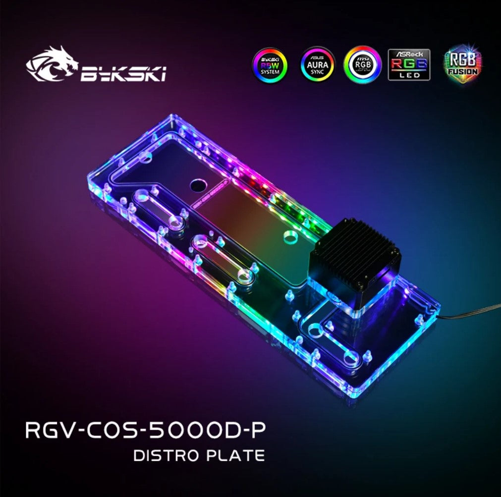 Bykski Distro Plate Kit pour boîtier CORSAIR 5000D, boucle complète 5V A-RGB pour la construction d'un seul GPU PC, carte de voie navigable de refroidissement par eau, RGV-COS-5000D-P