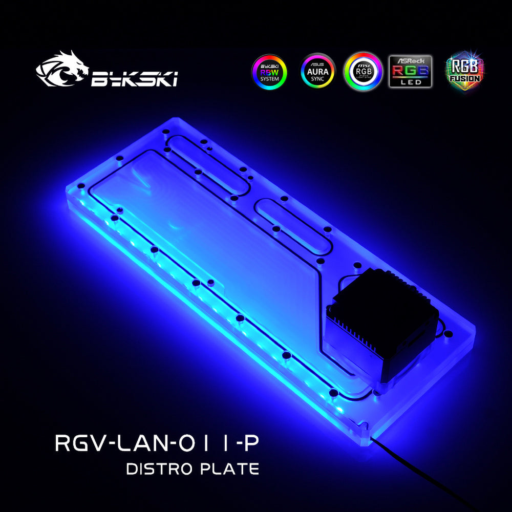 Plaque de distribution Bykski pour boîtier dynamique Lian Li PC-O11, pompe DDC combinée de carte de voie navigable acrylique, 5V A-RGB, RGV-LAN-O11-P