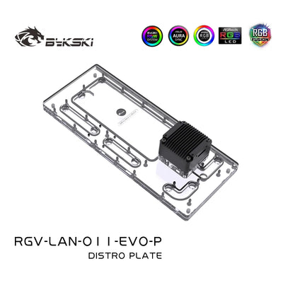Bykski Distro Plate para caja Lian Li O11 EVO, placa de canalización de acrílico con bomba DDC, A-RGB de 5 V, RGV-LAN-O11-EVO-P