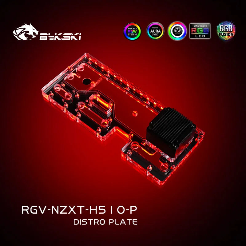 Bykski Distro Plate For NZXT H510 Flow Case, Acrylic Waterway Board Combo DDC Pump, 5V A-RGB , RGV-NZXT-H510-P