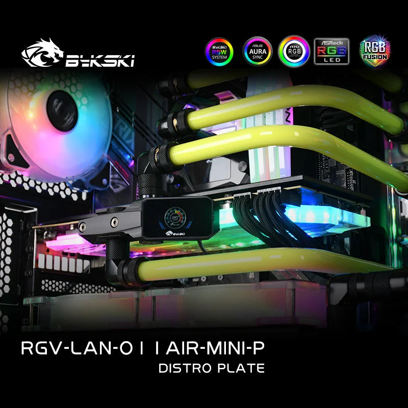 Bykski Kit de plaque de distribution pour boîtier LianLi O11 AIR MINI, boucle complète A-RGB 5 V pour la construction d'un seul GPU PC, carte de voie navigable de refroidissement par eau, RGV-LAN-O11AIR-MINI-P
