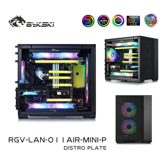 Bykski Distro Plate Kit For LianLi O11 AIR MINI Case, 5V A-RGB Complete Loop For Single GPU PC Building, | Distro Plate