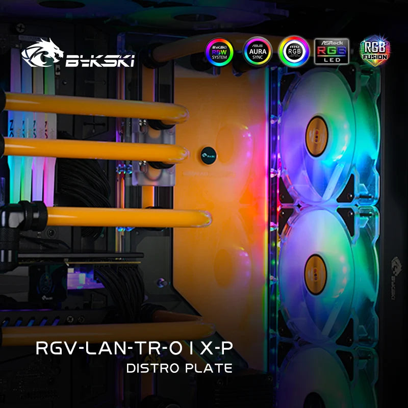 Bykski Kit de plaque de distribution pour boîtier LianLi ODYSSEY X, boucle complète A-RGB 5 V pour la construction d'un seul GPU PC, carte de voie navigable de refroidissement par eau, RGV-LAN-TR-01X-P