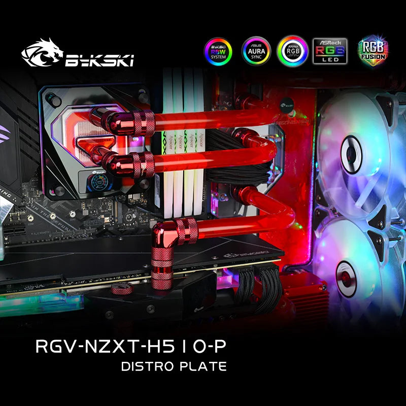 Bykski Distro Plate Kit pour boîtier de flux NZXT H510, boucle complète A-RGB 5 V pour bâtiment PC à GPU unique, carte de voie navigable de refroidissement par eau, RGV-NZXT-H510-P