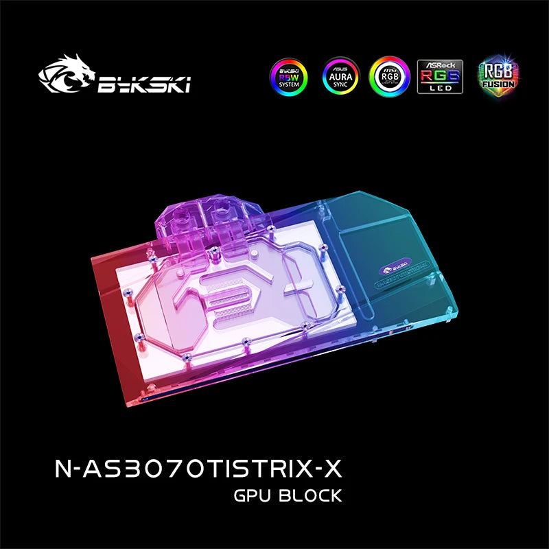 Bykski GPU Block For ASUS ROG STRIX RTX3070TI 08G GAMING Full Cover With Backplate GPU Water Cooling Cooler, N-AS3070TISTRIX-X