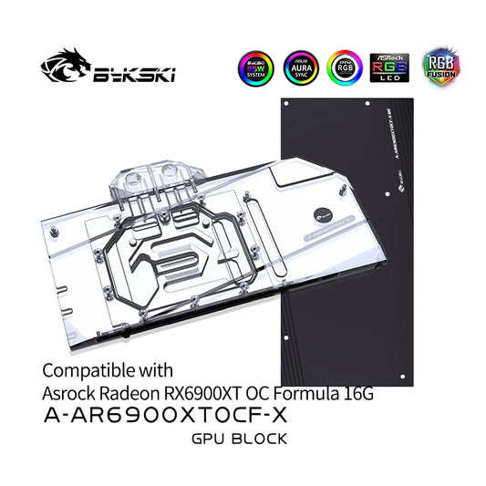 Bykski GPU Block For Asrock RX 6900XT OC Formula 16G, With Backplate GPU Water Cooling Cooler, A-AR6900XTOCF-X