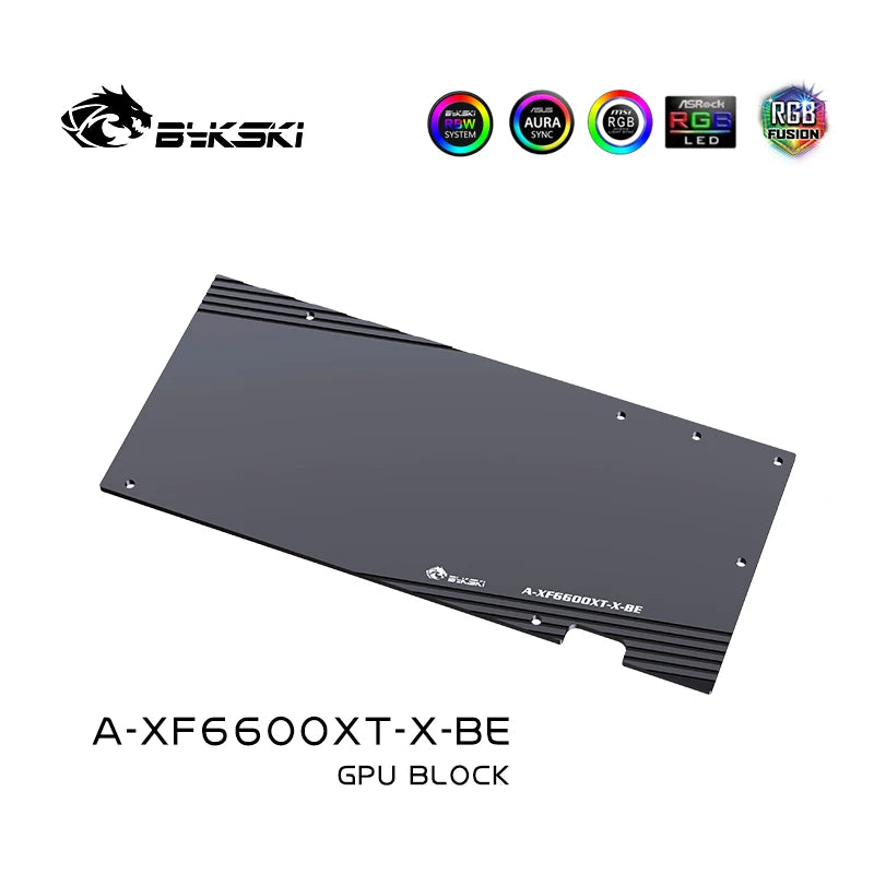 Bloc GPU Bykski, pour XFX Radeon RX 6600XT Speedster Merc / V2 OC, refroidisseur liquide à couverture complète GPU refroidissement par eau, A-XF6600XT-X