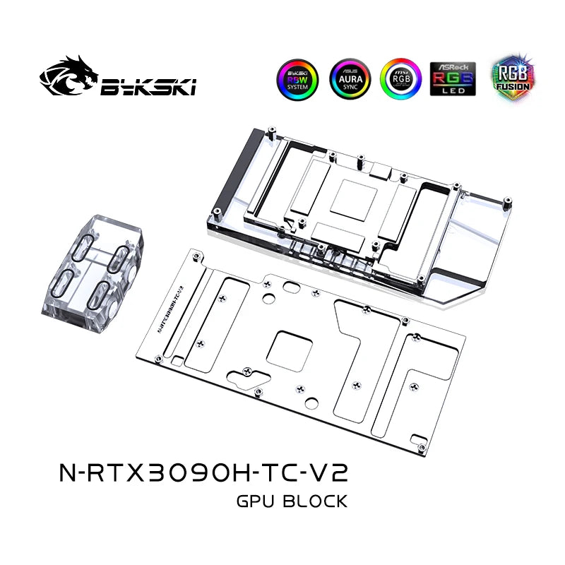 Bloc GPU Bykski avec refroidisseur de fond de panier de voies navigables actives pour Galax Palit KFA2 Maxsun Gainward RTX 3090 3080 N-RTX3090H-TC-V2