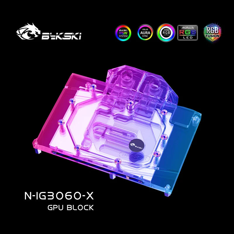 Bykski GPU Water Block, pour coloré RTX 3060 Bilibili E-Sports Edition carte graphique refroidissement par eau avec plaque arrière, N-IG3060-X