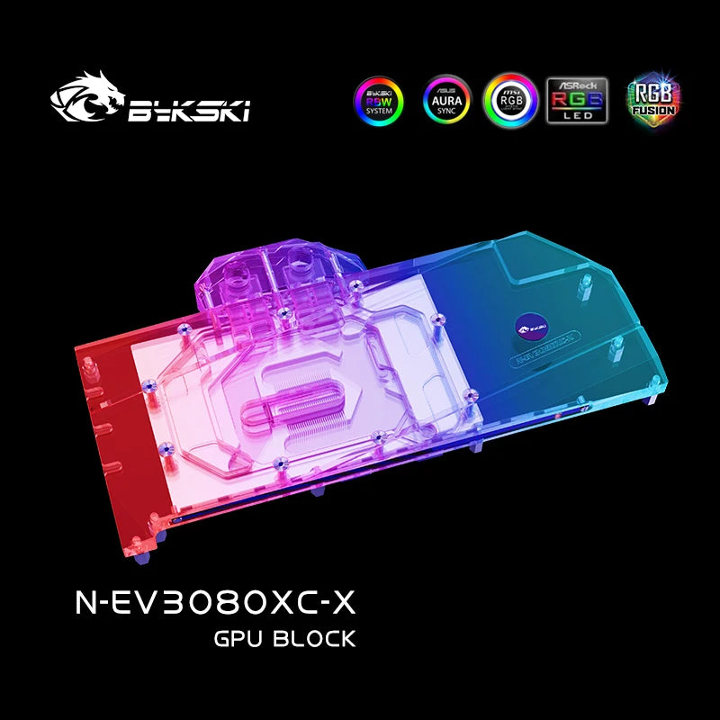 Bykski GPU Water Block For EVGA RTX 3080/3080Ti XC , Full Cover With Backplate PC Water Cooling Cooler, N-EV3080XC-X