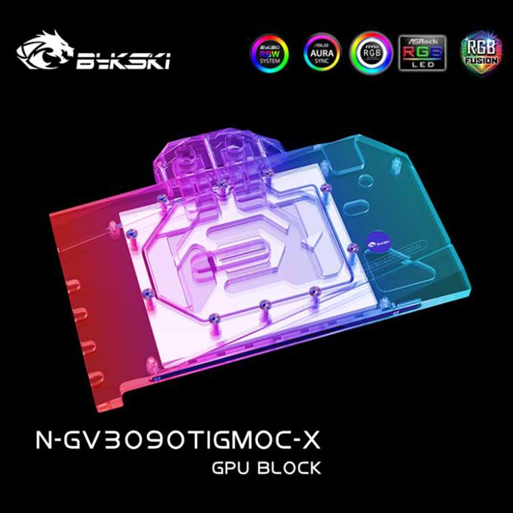 Bloc d'eau GPU Bykski pour Gigabyte RTX 3090 TI GAMING OC 24G, couverture complète avec refroidisseur de refroidissement par eau pour PC de plaque arrière, N-GV3090TIGMOC-X