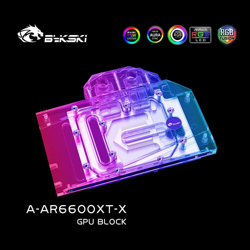 Bloc d'eau GPU Bykski pour ASRock AMD Radeon RX 6600XT Challenger ITX 8 Go, refroidisseur de liquide de refroidissement par eau de radiateur, A-AR6600XT-X