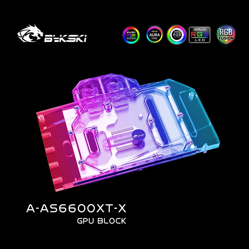 Bloc d'eau GPU Bykski pour ASUS DUAL/ROG Strix RX 6600 XT O8G OC, refroidisseur de liquide de refroidissement par eau de radiateur, A-AS6600XT-X