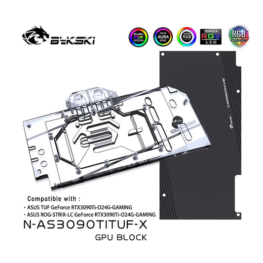 Bykski GPU Water Block for ASUS RTX3090TI-O24G-GAMING ,GPU Radiator Water Cooling Liquid Cooler, N-AS3090TITUF-X