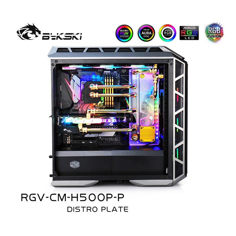Bykski RGV-CM-H500P-P Kit de plaque de distribution pour CoolerMaster H500M H500P, RBW carte de voie navigable CPU/GPU Kit de boucle de programme de bloc d'eau