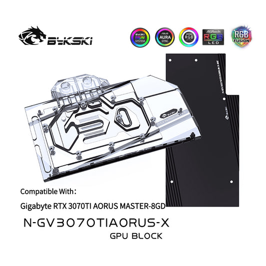 Bykski GPU Block For Gigabyte RTX 3070 TI Aorus Master 8GD, Full Cover GPU Water Cooling Cooler N-GV3070TIAORUS-X