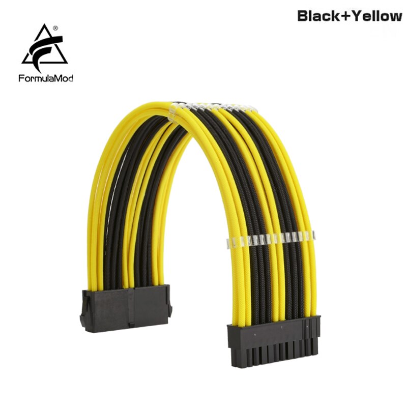 FormulaMod Fm-N24P ATX 24Pin(20+4) Power Extension Cable For Motherboard 24 Pin 18AWG Combination Color Cables With Cable Comb