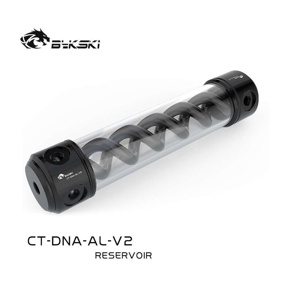 Bykski T Cylindrical Reservoir , Multicolored Spiral DNA 190/260mm Aluminum Alloy Cover Water Cooling Tank CT-DNA-AL-V2