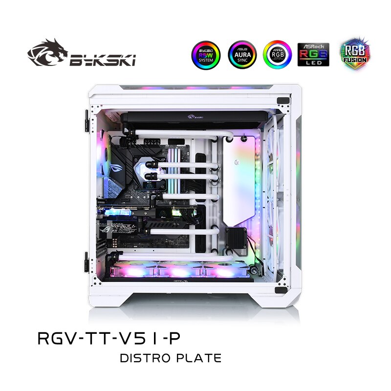 Bykski Waterway Board Kit RGV-TT-V51-P Distro Plate Pour TT View 51 Case Acrylique Tranperant Pour Thermaltake Water Cooling Loop